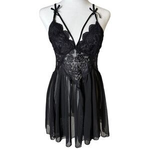 Unbranded Y2k Sheer Babydoll Black Tank Top Sz M Witchy Romantic Fairy Grunge